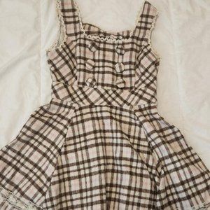 White Flowy Trimmed Gingham Bow Kukki Dress
